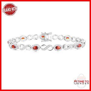 Sterling Silver Infinity Birthstone Tennis Bracelet, Anniversary Gift